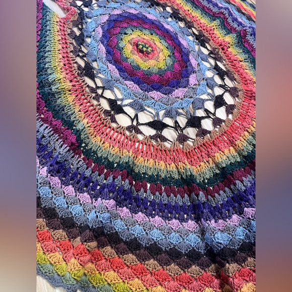 Forever 21 Y2K Womens Large L Colorful Crochet Boho Festival Vest Hippie 2000s - Picture 2 of 6